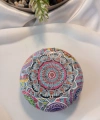 Rengarenk Mandala Desenli Işıltılı Yuvarlak Cep Aynası