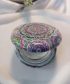 Rengarenk Mandala Desenli Işıltılı Yuvarlak Cep Aynası