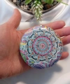 Rengarenk Mandala Desenli Işıltılı Yuvarlak Cep Aynası