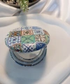 Çini Desenli Işıltılı Yuvarlak Cep Aynası