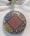 Etnik Mandala Desenli Işıltılı Yuvarlak Cep Aynası