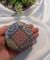 Etnik Mandala Desenli Işıltılı Yuvarlak Cep Aynası
