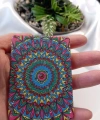 Canlı Renkli Mandala Desenli Işıltılı Dikdörtgen Cep Aynası (7x1 cm)