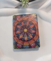 Koyu Zeminli Canlı Mandala Desenli Işıltılı Dikdörtgen Cep Aynası (7x1 cm)