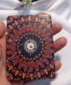 Koyu Kırmızı ve Mor Mandala Desenli Işıltılı Dikdörtgen Cep Aynası (7x1 cm)