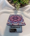 Mor ve Mavi Mandala Desenli Işıltılı Dikdörtgen Cep Aynası (7x1 cm)