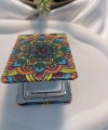 Rengarenk Mandala Desenli Işıltılı Dikdörtgen Cep Aynası (7x1 cm)