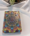 Rengarenk Mandala Desenli Işıltılı Dikdörtgen Cep Aynası (7x1 cm)