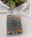 Rengarenk Mandala Desenli Işıltılı Dikdörtgen Cep Aynası (7x1 cm)