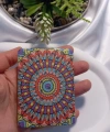 Pastel Renkli Mandala Desenli Işıltılı Dikdörtgen Cep Aynası (7x1 cm)