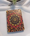 Kırmızı ve Sarı Mandala Desenli Işıltılı Dikdörtgen Cep Aynası (7x1 cm)