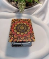 Kırmızı ve Sarı Mandala Desenli Işıltılı Dikdörtgen Cep Aynası (7x1 cm)