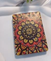 Kırmızı ve Sarı Mandala Desenli Işıltılı Dikdörtgen Cep Aynası (7x1 cm)
