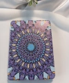 Mor ve Mavi Tonlu Mandala Desenli Işıltılı Dikdörtgen Cep Aynası (7x1 cm)
