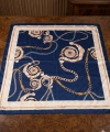 90x90 Lacivert Zincir Desenli Saten Fular
