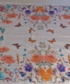 90x90 Çiçek Desenli Saten Fular – Krem