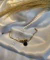Çelik Siyah Charm Detaylı Bileklik