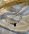 Çelik Siyah Charm Detaylı Bileklik