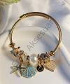 Charm Detaylı Mavi Deniz Kabuğu Figürlü Bileklik