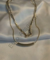 Çift Zincir Detaylı Gold Çelik Kolye