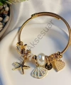 Gold Deniz Yıldızı Detaylı Charm Bileklik