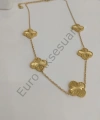 Gold Renk Yonca Detaylı Çelik Kolye