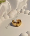 Gold Tırtıklı Çelik Yüzük