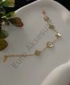 Gold Yonca Detaylı Çelik Bileklik