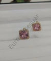 Kare Pembe Zirkon Taşlı Çelik Küpe