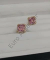 Kare Pembe Zirkon Taşlı Çelik Küpe