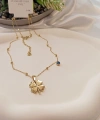 Nazar Boncuklu Yonca Figürlü 14 K Kaplama Çelik Kolye