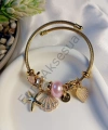 Pembe - Gold Deniz Yıldızı Detaylı Charm Bileklik