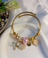 Pembe - Gold Deniz Yıldızı Detaylı Charm Bileklik