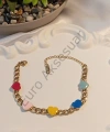 Renkli Kalp Detaylı Çelik Bileklik