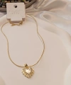 Sedefli Kalp Figürlü 14 K Kaplama 45 cm Çelik Kolye