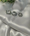 Silver Halka Detaylı VIP Üçlü Küpe