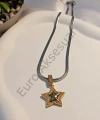 Silver İtalyan Zincirli Yıldız Figürlü Çelik Kolye