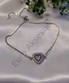 Silver Kalp Detaylı Zirkon Taşlı Bileklik