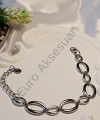 Silver Oval Şekilli Çelik Bileklik
