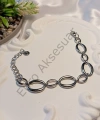Silver Oval Şekilli Çelik Bileklik