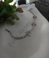 Silver Zirkon Taşlı Çiçek Detaylı Vip Bileklik
