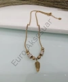 Yaprak Detaylı Çelik Kolye