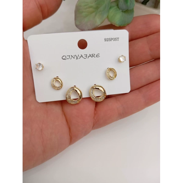 14 K Gold Çoklu Küpe