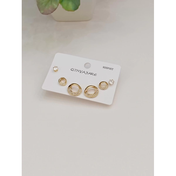 14 K Gold Çoklu Küpe