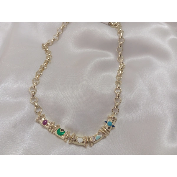 14 K Kaplama Özel Seri Renkli Plaka Kolye