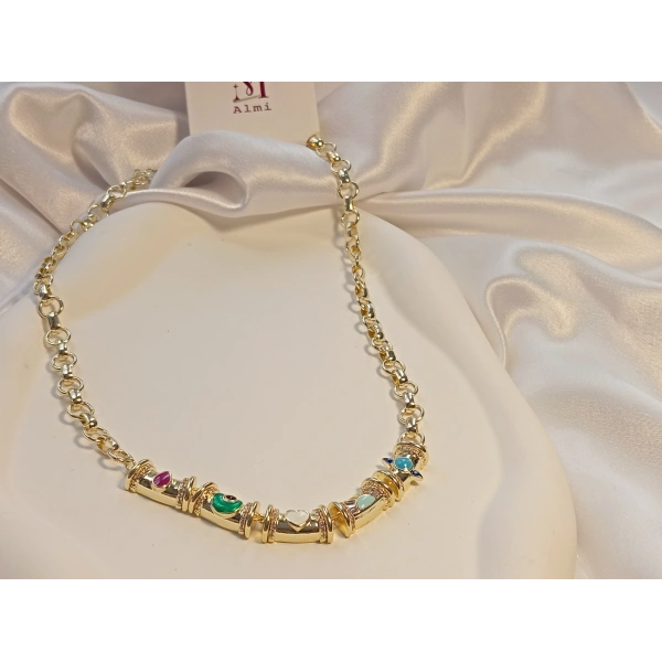 14 K Kaplama Özel Seri Renkli Plaka Kolye