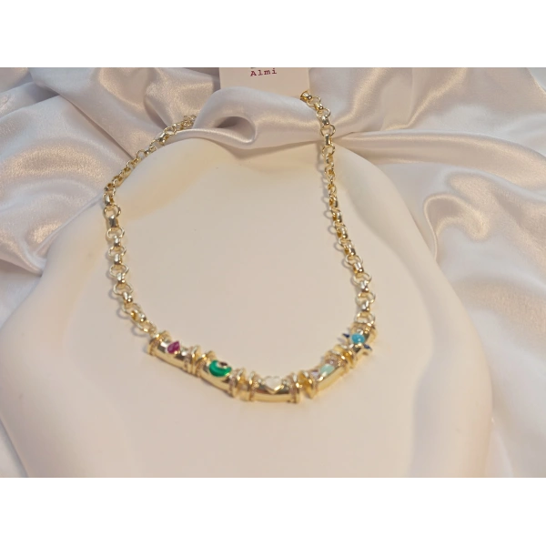 14 K Kaplama Özel Seri Renkli Plaka Kolye