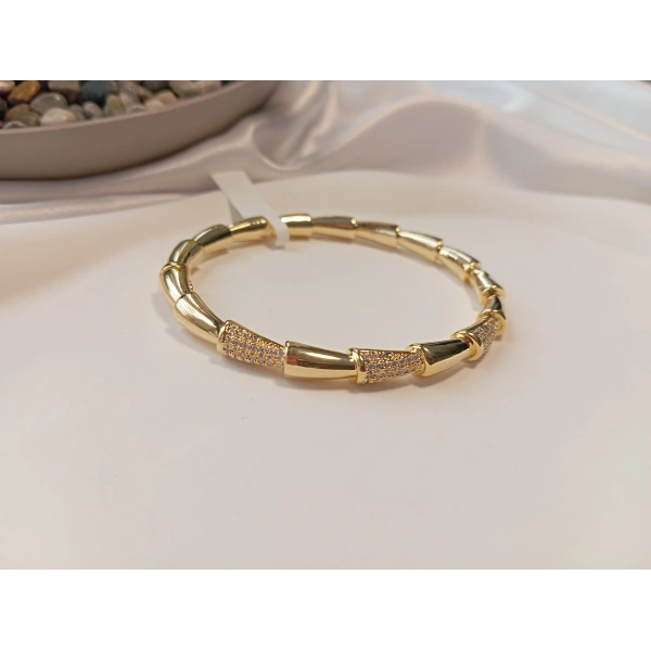 14 K Kaplama Zirkon Taşlı Vip Bileklik