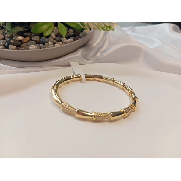 14 K Kaplama Zirkon Taşlı Vip Bileklik