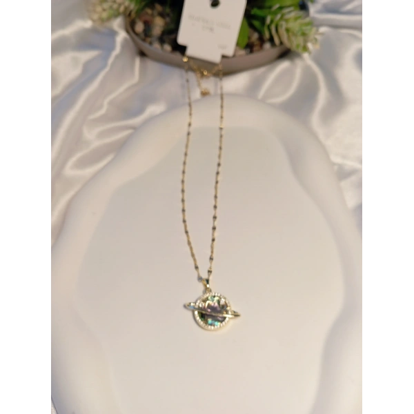 14 K Kaplama Gezegen Figürlü Çelik Kolye